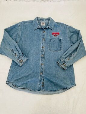 Vintage NFL Denim Shirt Tampa Bay Buccaneers Embroidered Logo Women’s Large